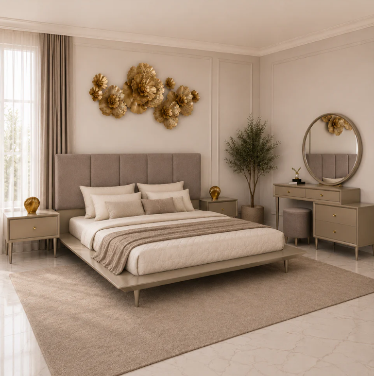 Contemporary luxury bedroom with gold accents - MD09